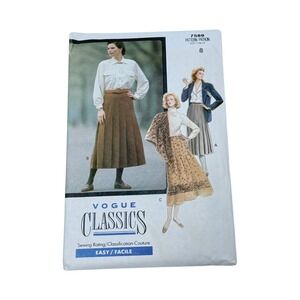 Vogue 7589 Sewing Pattern Pleated Skirt Scarf Size 6-18 Vintage New Uncut